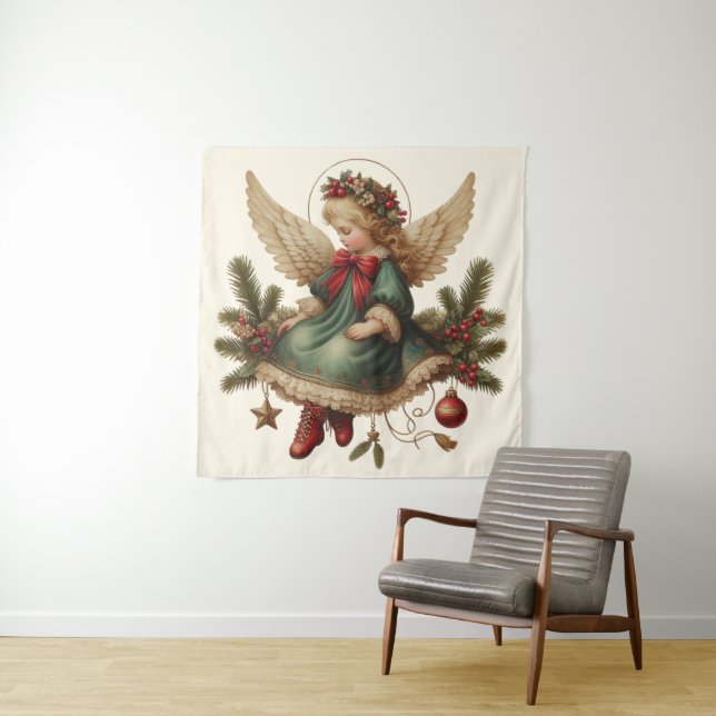 Tapeçaria de Anjo de Natal Vintage (In Situ)