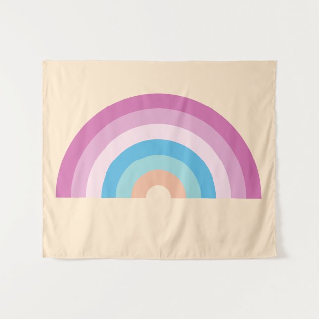 Tapeçaria de Arco-Íris Rosa, Azul e Laranja Retrô (Frente (Horizontal))