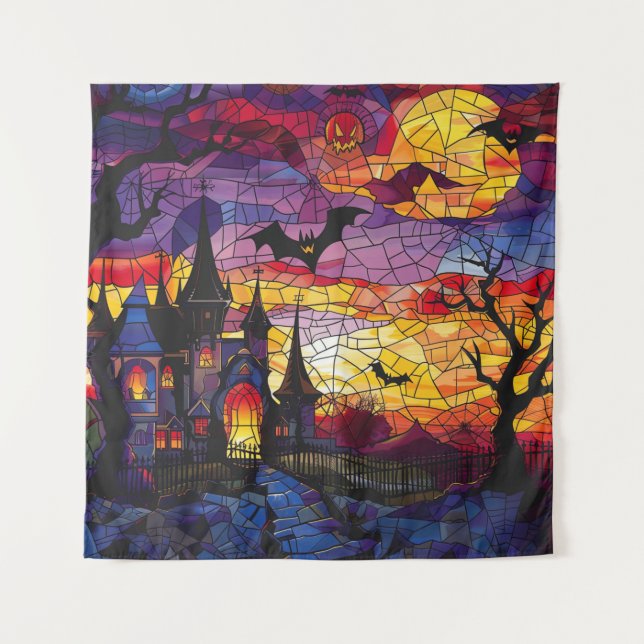 Tapeçaria de Arte de Vidro Halloween (Frente)