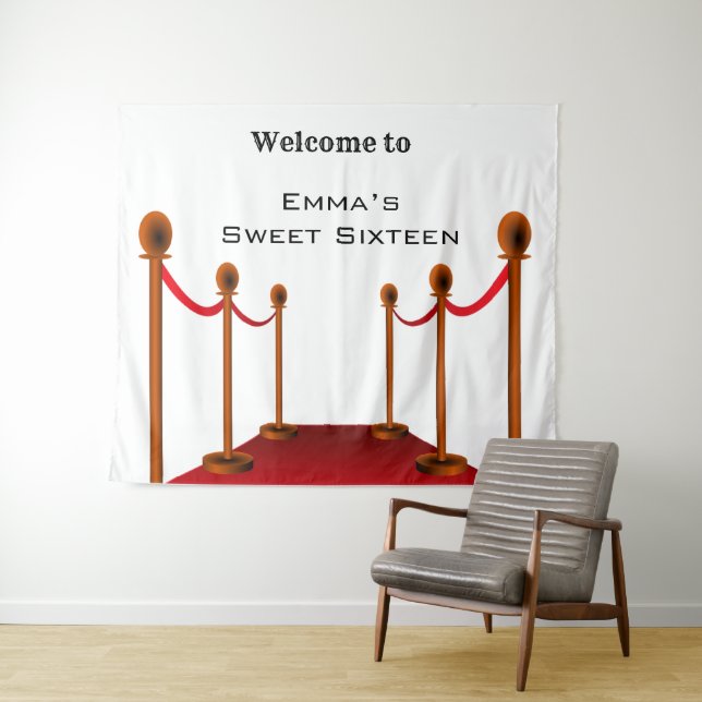 Tapeçaria de Carpete Vermelho Branco de Hollywood  (In Situ (Horizontal))