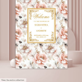 Tapeçaria de casamento aquarela em tons de dourado