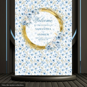 Tapeçaria de casamento azul claro dourado boêmio s