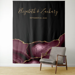 Tapeçaria de casamento Chic Burgundy Gold Ágata pa