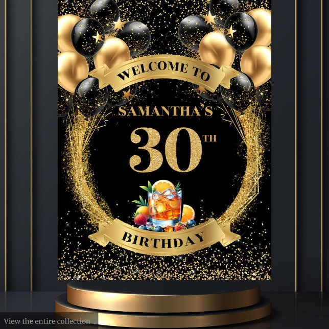 Tapeçaria de Celebração de Whisky pelos 30 Anos do (Chic 30th Birthday Whiskey Celebration Tapestry)