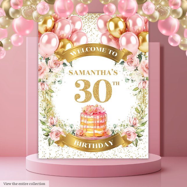 Tapeçaria de Celebração em Dourado Rosado para Ani (Sweet 30th Birthday Blush Gold Celebration Tapestry)