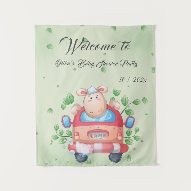 Tapeçaria de Chá de Bebê de Cordeiro Fofo (Frente)