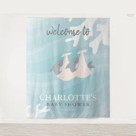 Tapeçaria de Chá de Bebê Gêmeos do Tubarão Fofo