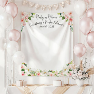 Tapeçaria de Chã de Bebê Rosa com Flores Baby in B