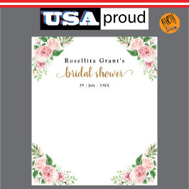 Tapeçaria de Chá de Noiva Floral Aquarela Rosa