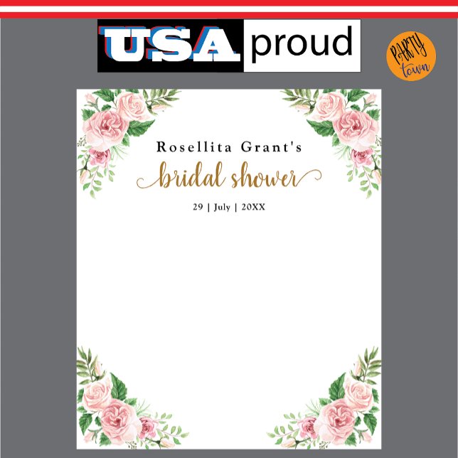 Tapeçaria de Chá de Noiva Floral Aquarela Rosa (Please bring a book
There’s no need for a card
We will read every night
In the house; in the yard
)