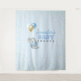 Tapeçaria de Chuveiro de Bebê Elefante Azul