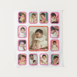 Tapeçaria de colagem de fotos de bebê de 12 meses 