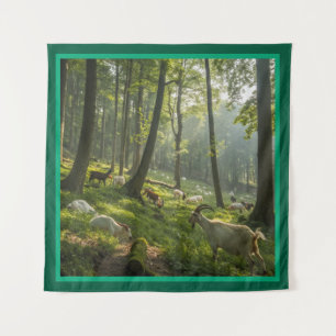 Tapeçaria de Foto de Cabra Caprichosa na Floresta