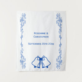 Tapeçaria de Fundo de Casamento Sininhos Azul Safi