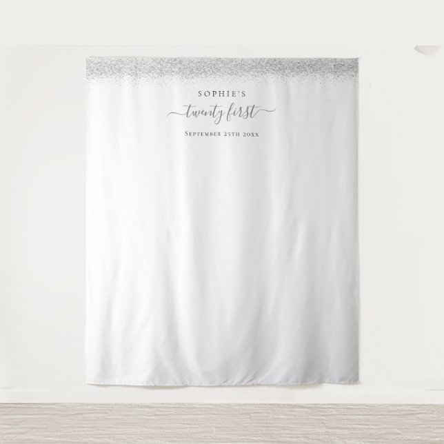 Tapeçaria de Fundo de Fotos com Brilho Prateado pa (Frente)