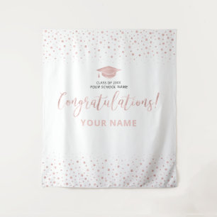 Tapeçaria de Graduação Confetes em Dourado Rosé