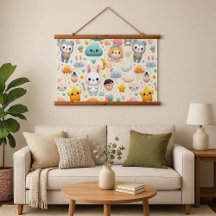 Tapeçaria de Moldura de Madeira Caprichosa Pastel