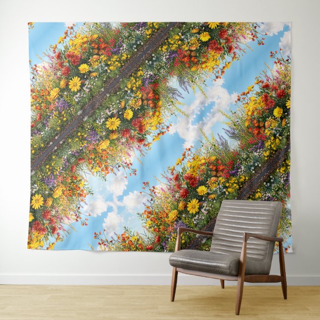 Tapeçaria de Muro de Sangue de Flores Selvagens (In Situ (Horizontal))