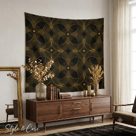 Tapeçaria de Padrão Seamless com Guillochê Dourado