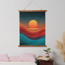 Tapeçaria de Parede Bauhaus Earthy Sunset Waves em
