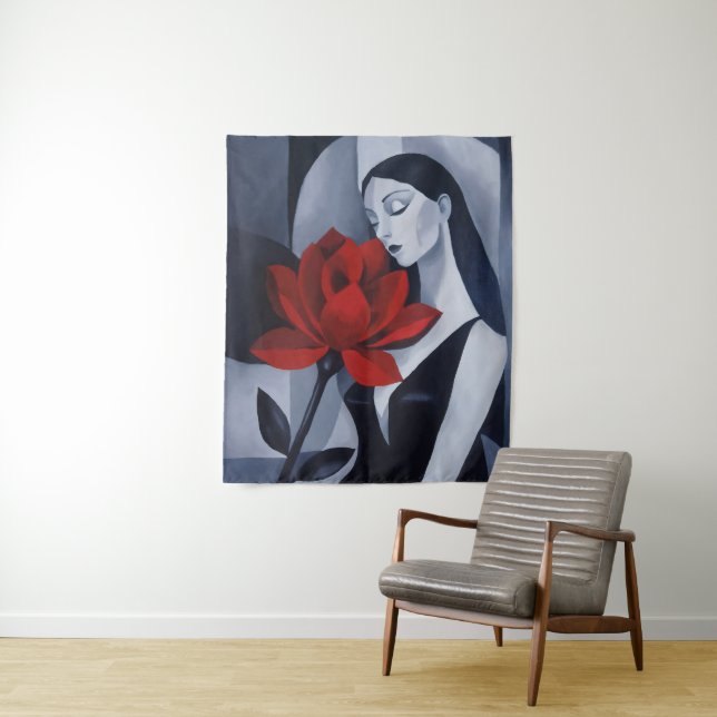 Tapeçaria de Parede de Arte Moderna Mulher com Ros (In Situ)