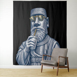 Tapeçaria de Parede de Arte Vintage Homem Pedra Le