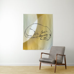 Tapeçaria de parede de desenho de cachorro, arte d