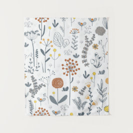 Tapeçaria de Parede Floral Moderna Contorno Minima