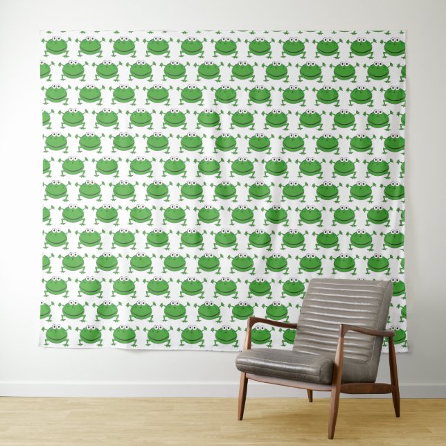 Tapeçaria de Parede Funny Frogs Branco e Verde (In Situ (Horizontal))