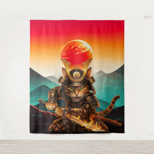 Tapeçaria de Parede Lenda do Gato Samurai Guerreir