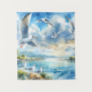 Tapeçaria de Pintura de Aquarela de Seagull