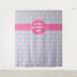Tapeçaria de solteira xadrez gingham rosa feminina
