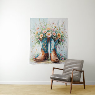 Tapeçaria de vaqueira e flores   Wall Art