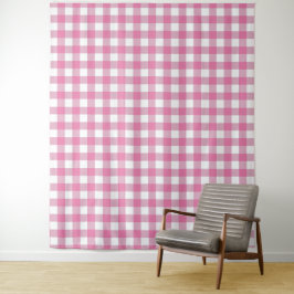 Tapeçaria de Verificação de Gingham Rosa e Branco