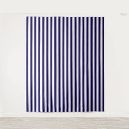 Tapeçaria Decorativa Listra Azul Escuro e Branco