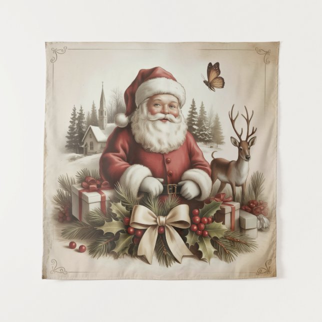 Tapeçaria do Papai Noel Vintage (Frente)