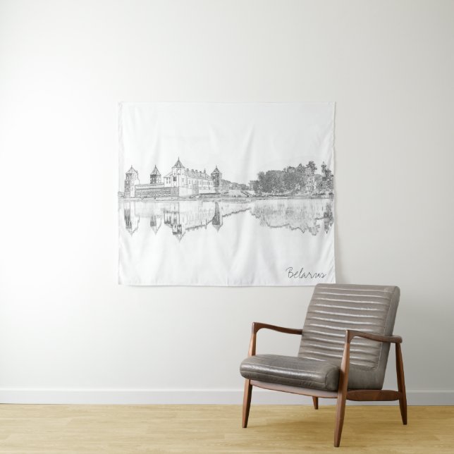Tapeçaria do Sketch do Castelo de Belarus Mir (In Situ (Horizontal))