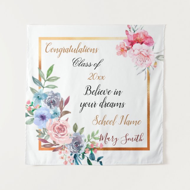 Tapeçaria Dourada Personalizada de Floral Popular (Frente)