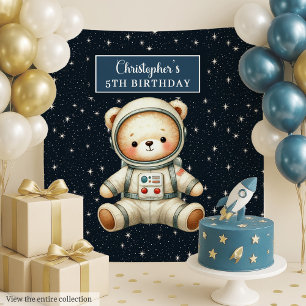 Tapeçaria Festa de aniversário com Urso Espacial