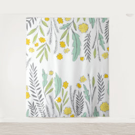 Tapeçaria Floral Amarela e Cinza Menta Sweet Sprig