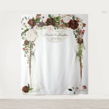 Tapeçaria Floral de Casamento Rosa Burgundy Rústic