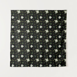 Tapeçaria Floral na Moda Verde Escuro Branco 