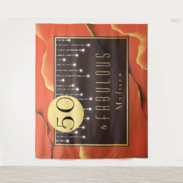 Tapeçaria Laranja Elegante e Legal de 50º Aniversá