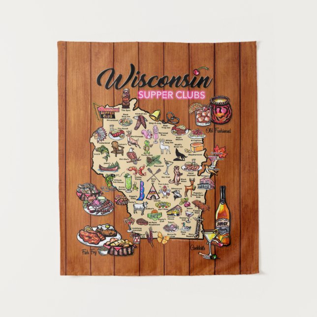 Tapeçaria - Mapa do Clube de Apanho de Wisconsin (Frente)