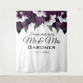 Tapeçaria Moderna de Casamento com Floral Branco e