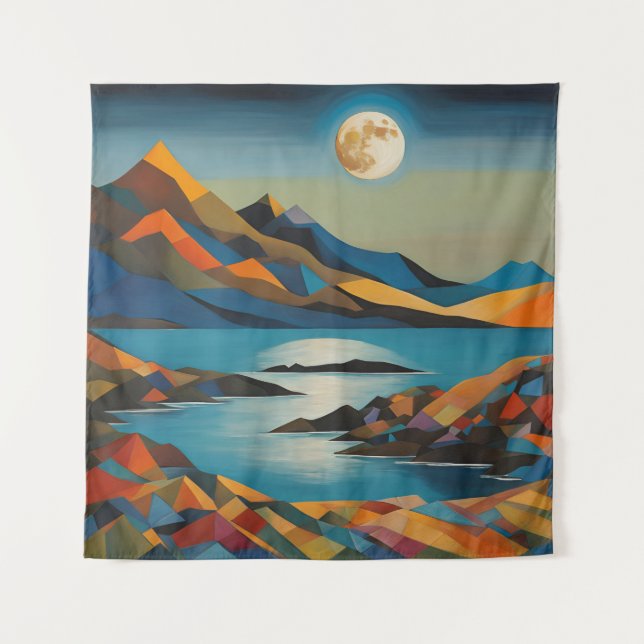 Tapeçaria Montanhas de Arte Moderna Arte Lua (Frente)