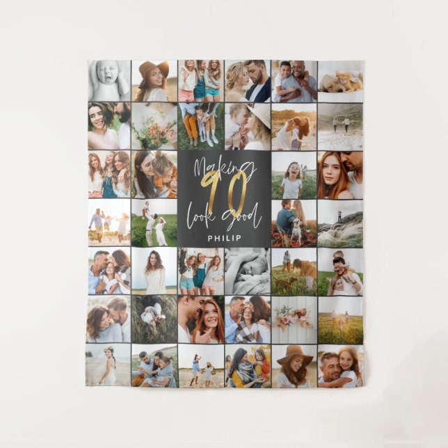 Tapeçaria multi-fotográfica moderna de 90º anivers (Frente)