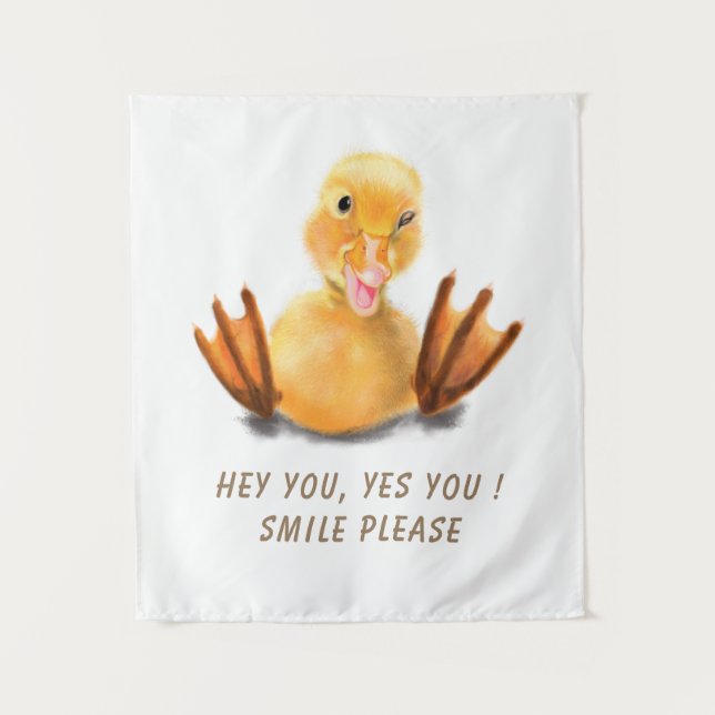 Tapeçaria Pato Engraçado com Texto Personalizado (Frente)