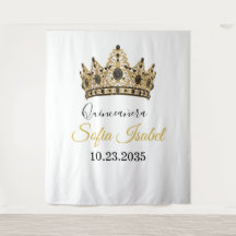 Tapeçaria Personalizada Coroa de Ouro para Quincea