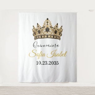 Tapeçaria Personalizada Coroa de Ouro para Quincea